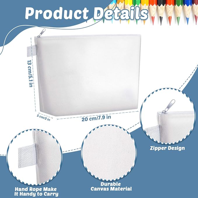 Weewooday 12 Pieces Blank Canvas Makeup Bags - Image 2