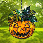 Monstera Jack-o'-Lantern Acrylic Suncatcher Stained Glass Effect Window Car - Image 3