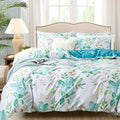 FADFAY Botanical Duvet Cover Sets Twin Size 100% Cotton Teal Green Leaves by CottonWorldSweetDream