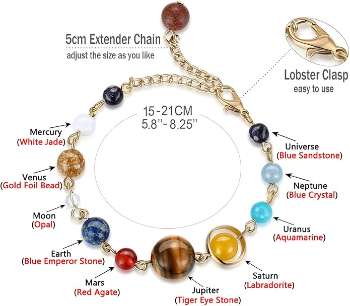 Fesciory Women Solar System Bracelet Universe Galaxy The Eight Planets Guardian - Image 4
