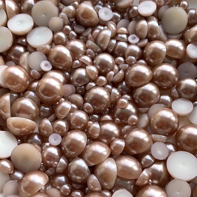 1500PCS 3-14mm Brown Flatback Pearls, 150g Half-Round ABS Pearls - Image 6