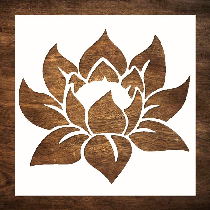 Large 12"x12" Lotus Stencil for Painting on Wood, Furniture by DLYLIFESTYLESTENCILS
