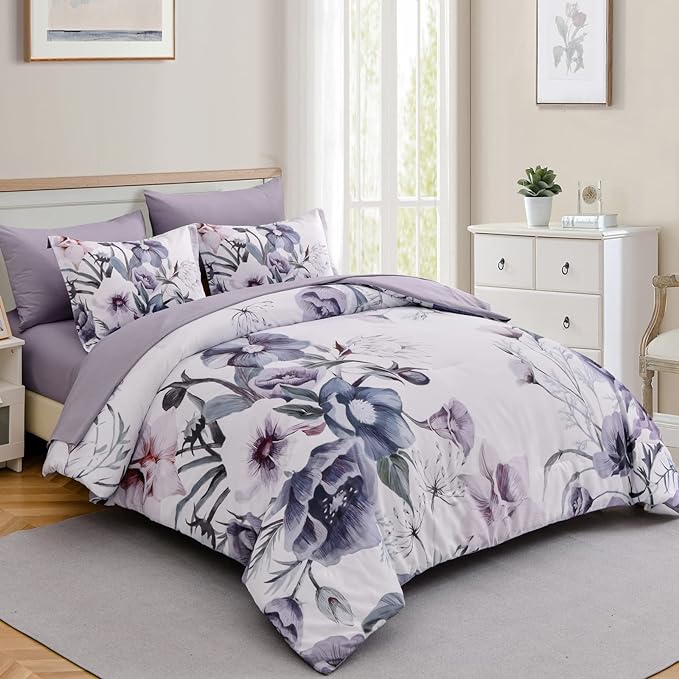 Luxudecor Floral Comforter Set Twin Size 5 Piece, Elegant Floral Comforter - Image 2