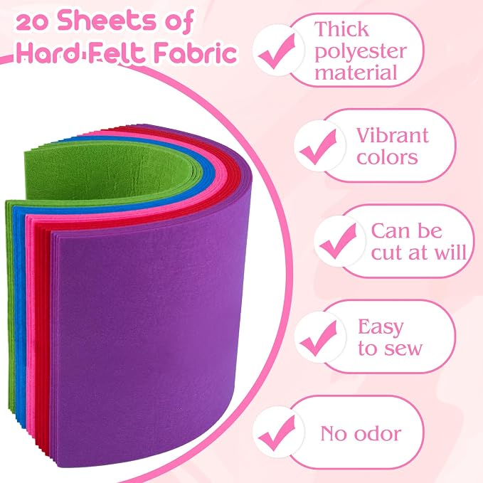 NEBURORA 20 Pcs 2mm Thick Stiff Felt Sheets - Image 3