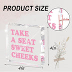 Take a Seat Sweet Cheeks Pink Acrylic Wall Decal, 4x4 Inch Fun Bathroom Decor - Image 2