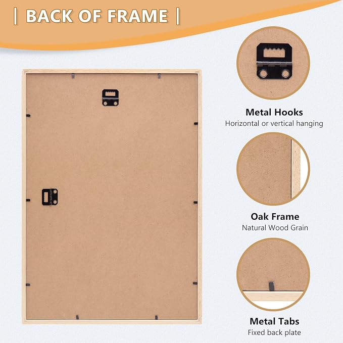 11x14 Picture Frame, OAK Wood Photo Frame 8x10 - Image 3