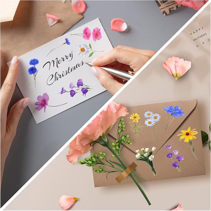 Transparent Pressed Flower Stickers 320 PCS-Dried Resin Leaves- Floral - Image 5