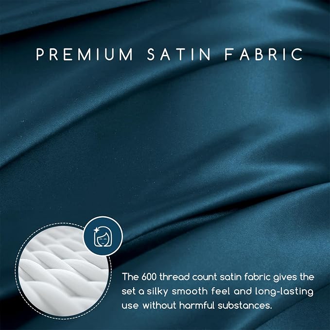 MR&HM Satin Bed Sheets, Queen Size Sheets Set - Image 2