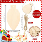 Queekay 50 Pcs Christmas Unfinished Wooden Light Bulb Wooden Slices Blank - Image 2