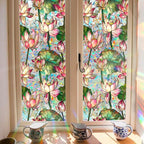 JOONOR Retro Lotus Flowers Window Privacy Film, Stained Glass Decals Colorful - Image 2