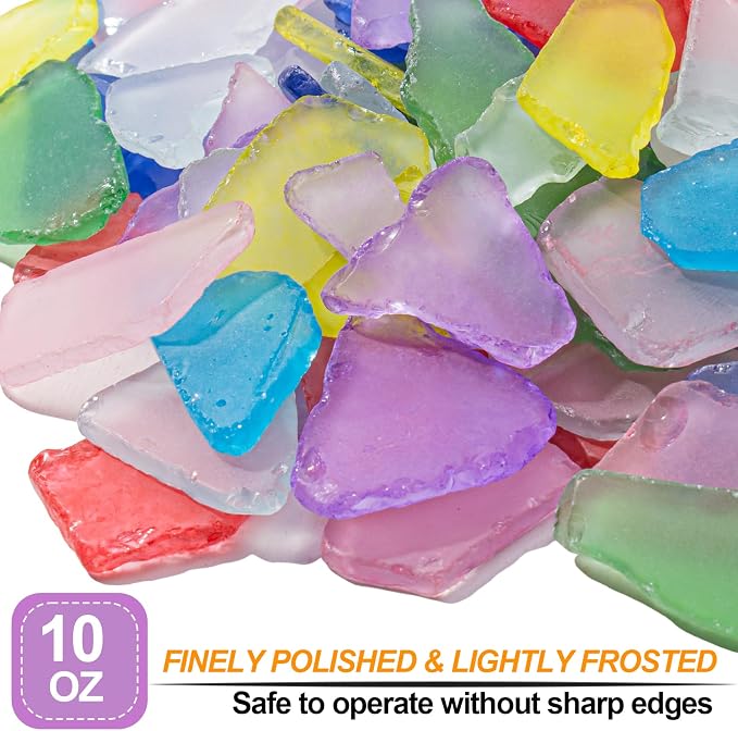 Keedolla Sea Glass for Crafts - 10 OZ Colorful Flat Frosted Seaglass Pieces - Image 2
