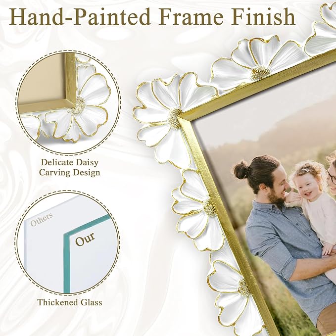 4x6 Vintage Flower Picture Frame, Ornate Antique Photo Frame - Image 5