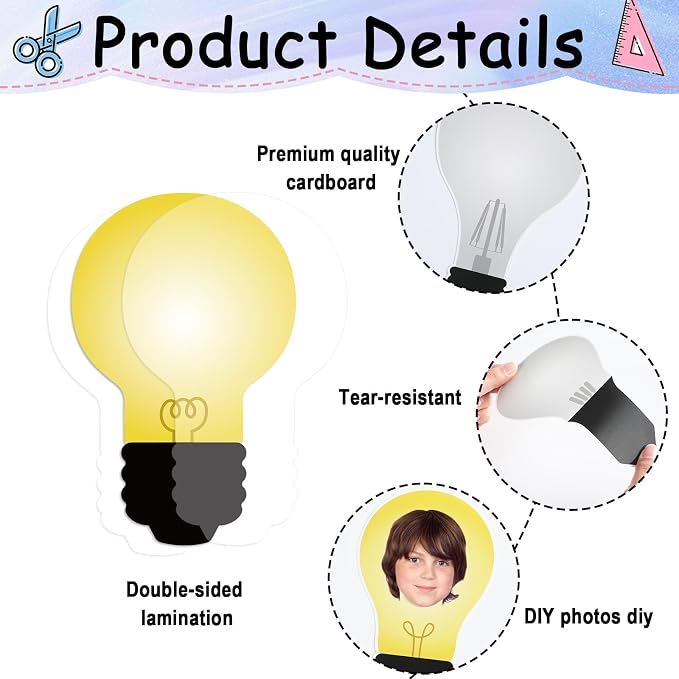 60PCS Classroom Light Bulb Cutouts Back to Schol Light Bulb Bulletin Board - Image 3