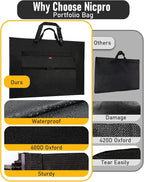 Nicpro Light Weight Art Portfolio Bag, 32 x 42 Inches Waterproof Art Portfolio - Image 7