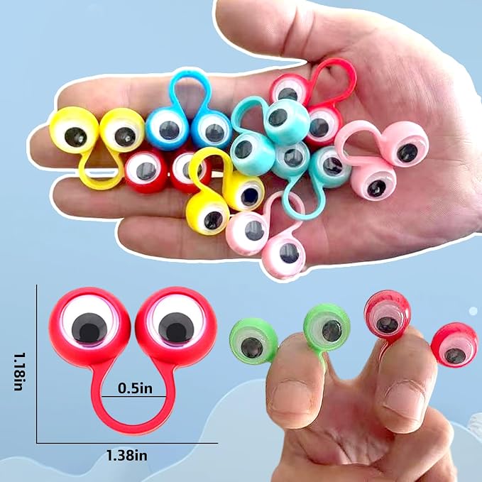 100 PCS Eye Finger Puppets Toys Set, Wiggly Eyeball Finger Puppet Eye On Rings - Image 3