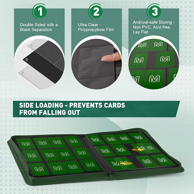 Premium Card Binder 12 Pocket for 720 Pockets Trading Card Binder, PU Zipper - Image 4