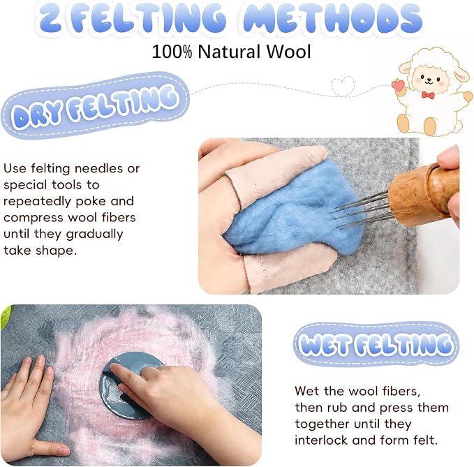3.53oz Wool Roving: Needle Felting Wool White Roving Wool Felting Supplies Pure - Image 7