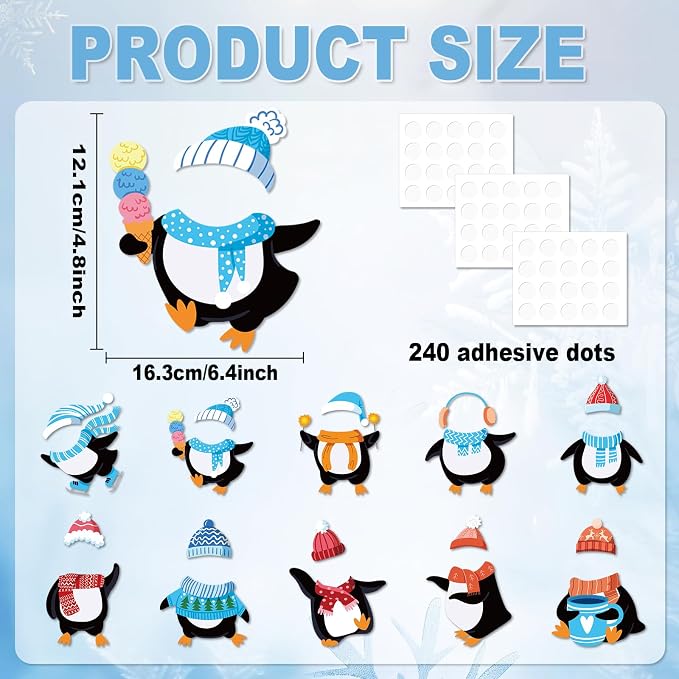 60pcs Winter Theme DIY Cutouts Penguin Bulletin Board Decoration Set Christmas - Image 2