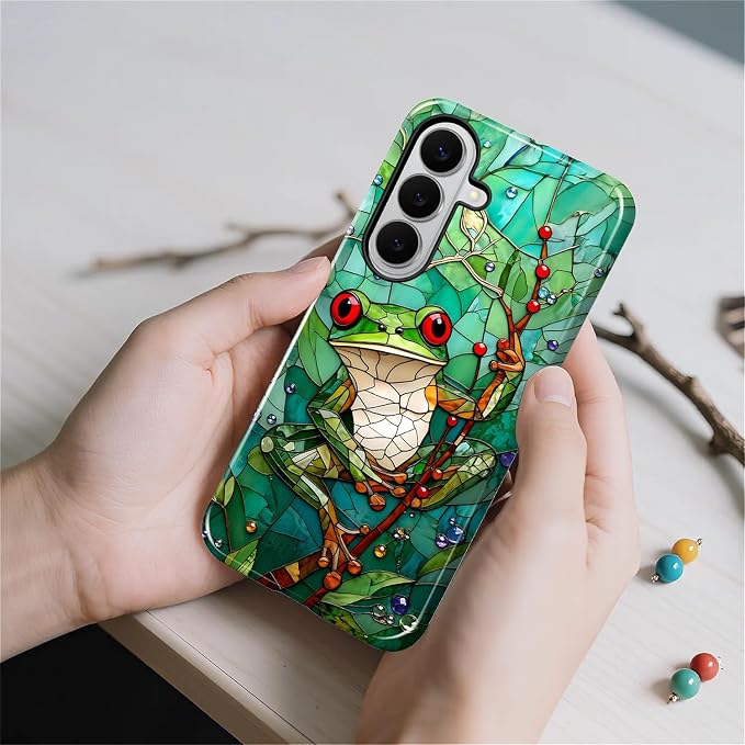 for Samsung Galaxy S26+ Case, Frog Stained Glass Pattern Glossy 2 in 1 - Image 4