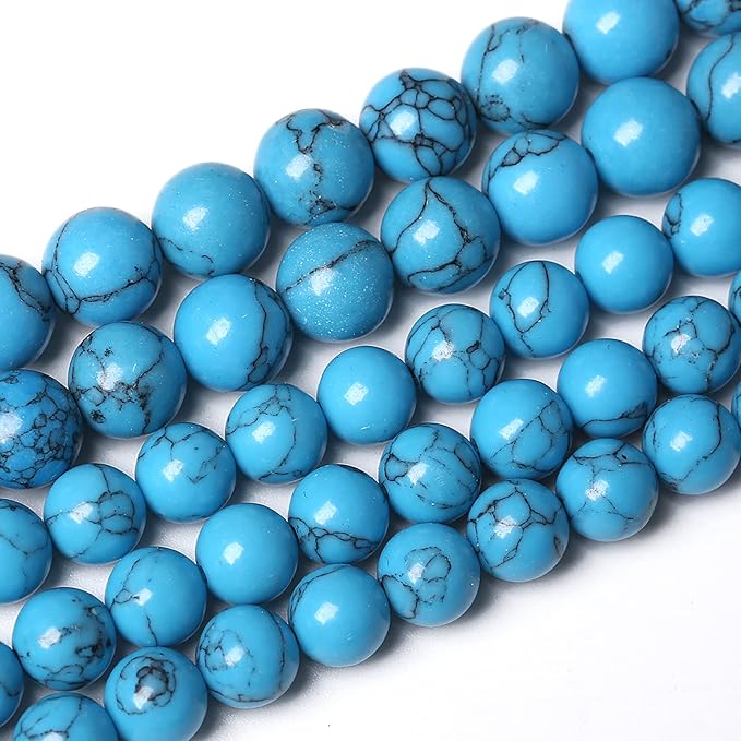 90PCS 4mm Natural Stone Beads Blue Turquoise Round Loose Gemstone Beads by NaturalStoneBeads