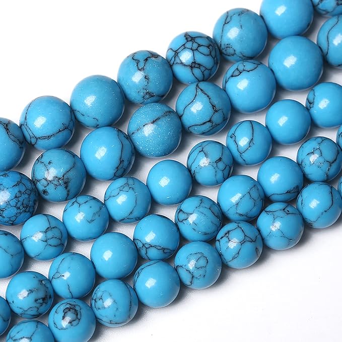 38PCS 10mm Natural Stone Beads Blue Turquoise Round Loose Gemstone Beads by NaturalStoneBeads