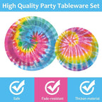 Qyeahkj 25 Guests Tie-Dye Party Supplies, Tie-Dye Party Plates Napkins Forks Set - Image 3
