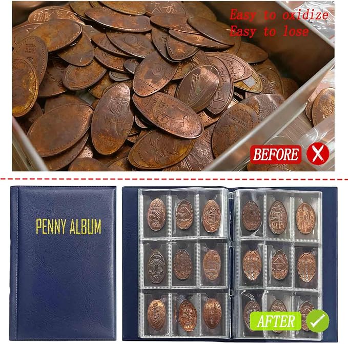 108 Pockets Pressed Penny Collecting Album Book, Portable Smashed Pressed Penny - Image 6