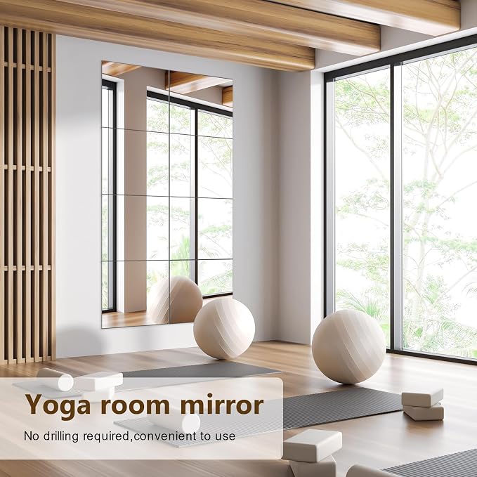 Shiftshade Mirror Wall Full Length, 12X14 Inch Unbreakable Mirror Tiles - Image 6