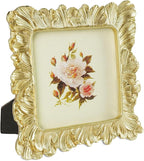 Cuspin Gold Picture Frame 5x5 Frames, Vintage Ornate Frame Palm Leaves Textured - Image 7