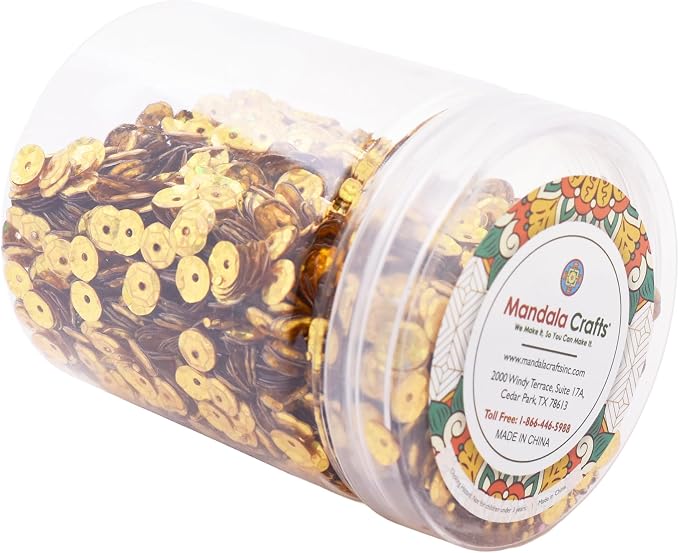Mandala Crafts 6mm Cup Round Holographic Gold Sequins - Image 4