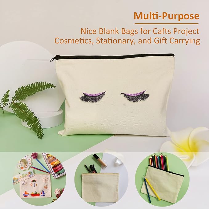 Koolmox Canvas Makeup Bags, Canvas Zipper Pouch Bulk, 40 Pack 9x7'' Large - Image 7