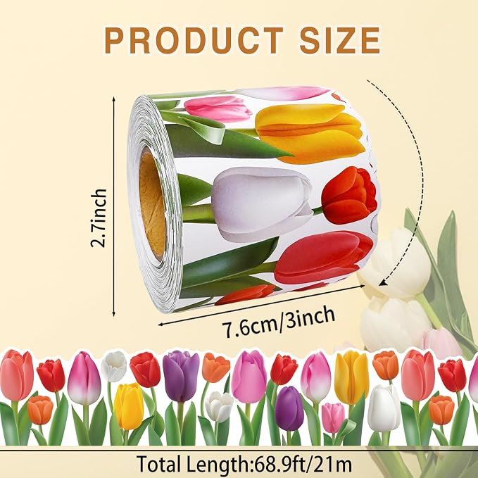 68.9 Feet Floral Bulletin Borders Decorations, Tuilp Border Bulletin Board - Image 2