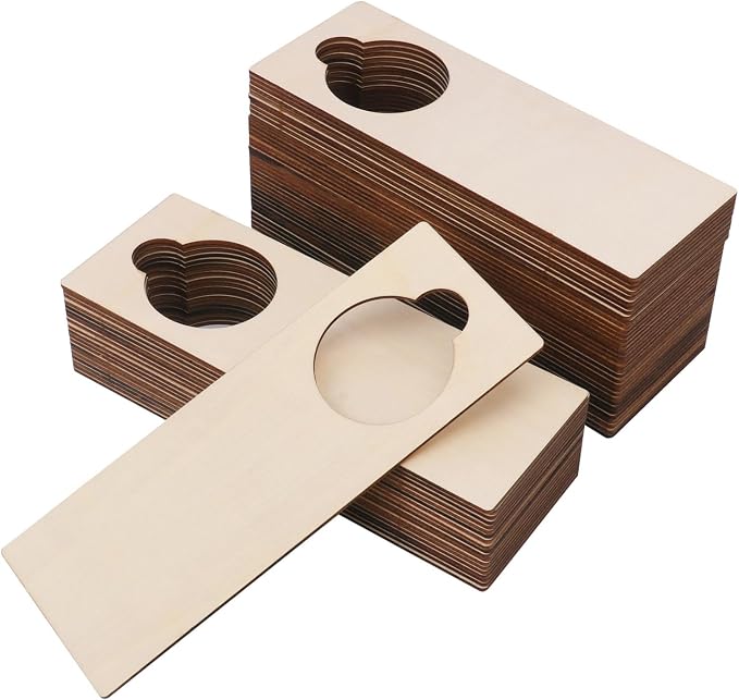 55 Pieces Unfinished Wood Door Knob Hangers, 8.66 x 3.15 Inch Door Knob Signs by Unknown