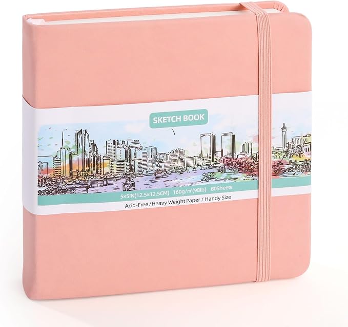 Hardcover Pocket Sketchbook, 98lb/160gsm Heavyweight Tiny Sketch Book, 80 by Prudiut