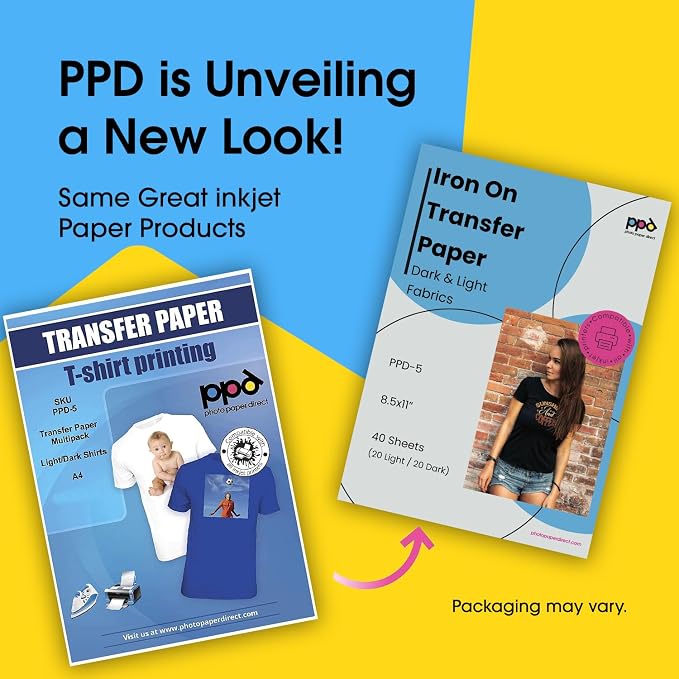 PPD 40 Sheets 8.5x11" Iron-on Heat Transfer Paper Mixed Fabrics Inkjet | Mixed - Image 2