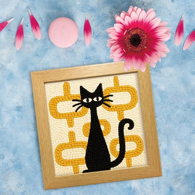 FREEBLOSS DIY Punch Needle Kit Abstract Cat Punch Needle Embroidery Wall - Image 7