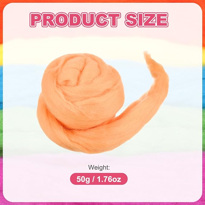 MECCANIXITY Wool Roving Yarn Soft Felting Wool 50g/1.76oz Pure Chunky Roving - Image 2