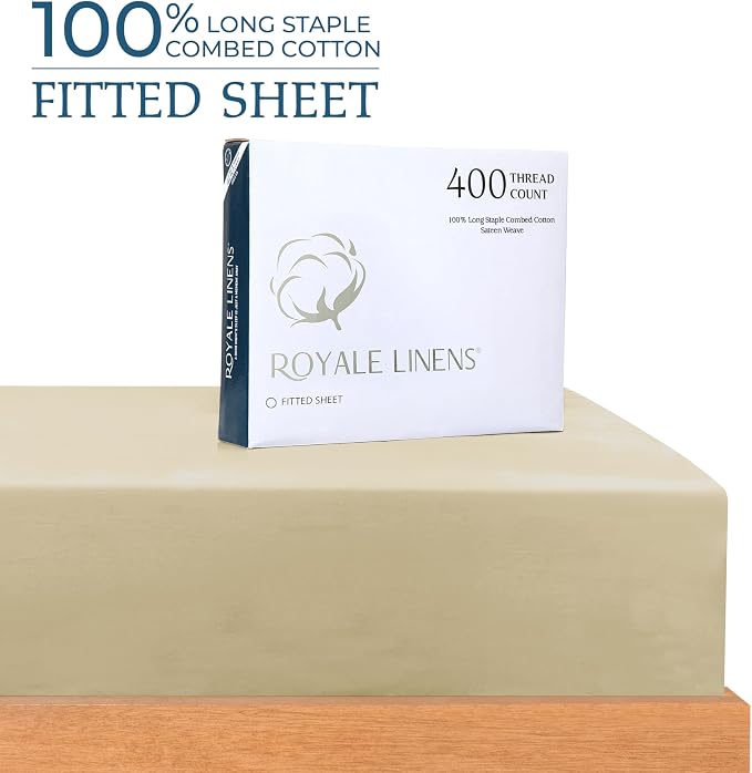 Royale Linens 400 Thread Count 100% American Grown Cotton Fitted Sheet Queen - Image 2