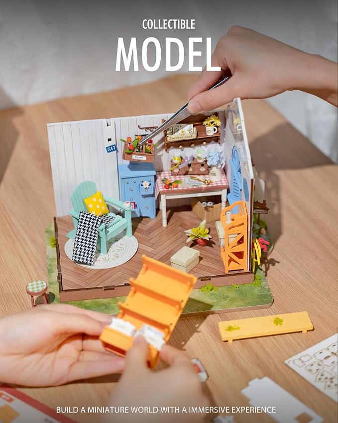 Rolife DIY Miniature Dollhouse Kit, Build 9.6" Greenhouse Diorama Kit Building - Image 5