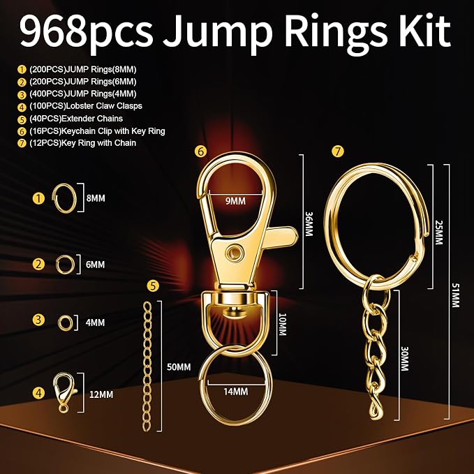 LEOBRO Jump Rings, Keychain Clip and Key Ring, Key Chain Rings, Lobster Claw - Image 2