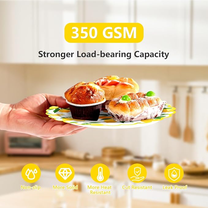 168 Pcs Lemon Party Decorations Yellow Lemons Scalloped Plates Napkins Cups - Image 3