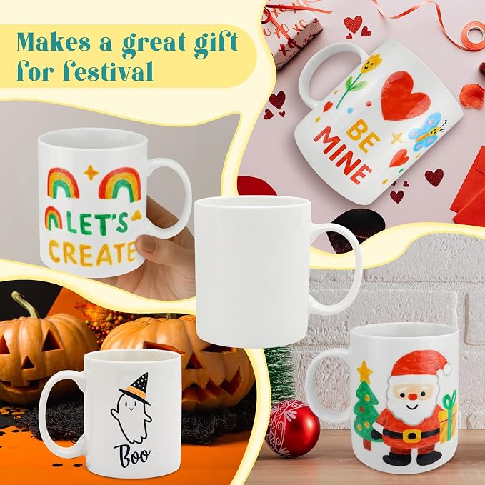 Paint Your Own Mug Kit for Adult Kids Craft Art Activity Plain Blank White - Image 6
