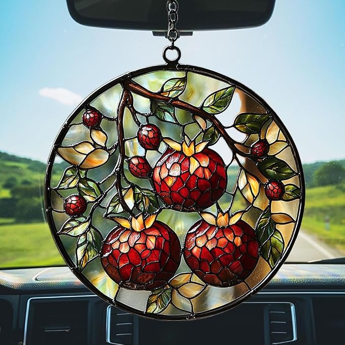 Cottage Pomegranate Acrylic Suncatcher Stained Glass Effect Window Car Hanging - Image 5