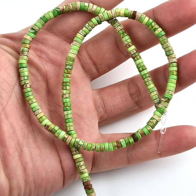 190pcs 4x2mm Green Natural Sea Sediment Imperial Jasper Heishi Disc Rondelle - Image 5