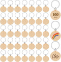 Blank Wooden Keychain Set 100 Pcs 1.5 Inch Round Key Tag | Engraving Blanks by Voittozege