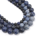 48pcs Natural Matte Olded Blue Sodalite Gemstone Beads，8mm Frosted Round Loose by Yochus