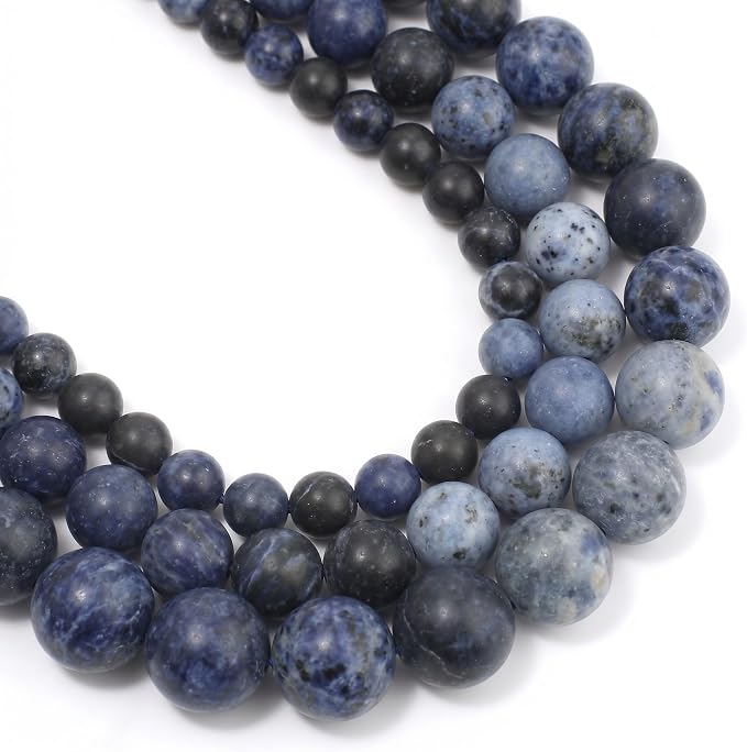36pcs Natural Matte Olded Blue Sodalite Gemstone Beads，10mm Frosted Round Loose by Yochus