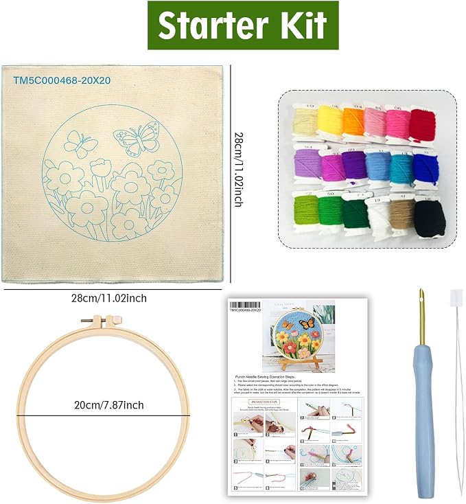 JOZYSH DIY Punch Needle Kits for Beginners Cute Cartoon Butterflies - Image 4