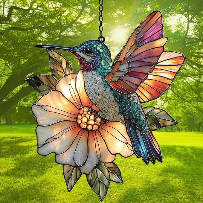 Hummingbird Mosaic Style Acrylic Suncatcher Stained Glass Effect Window Car - Image 3