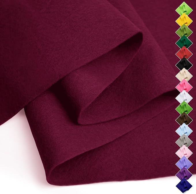 Soft Felt Fabric Sheet 18" x 36", 1.6mm Acrylic Craft Felt, Burgundy | Soft by AblemeDeco